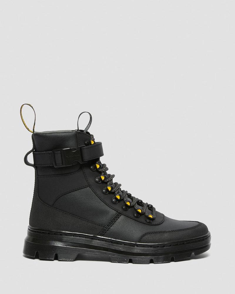 Black Men's Dr Martens Combs Tech Coated Canvas Ankle Boots | CA 438JPQ